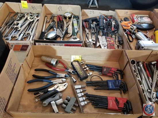 Eklind Alan Wrenches, Sockets, Battery Post Brush, Ratchet, Hex Key, Tire Pressure Gauge, Vise-Grip,
