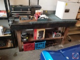 Two Tier Work Bench Measuring 60'' X 18'' X 40'' with 6 inch bench vise.
