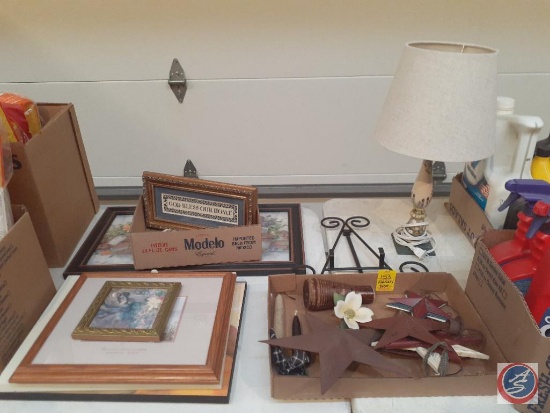 Wall Hanging Decorations and Table Top Lamp with Shade