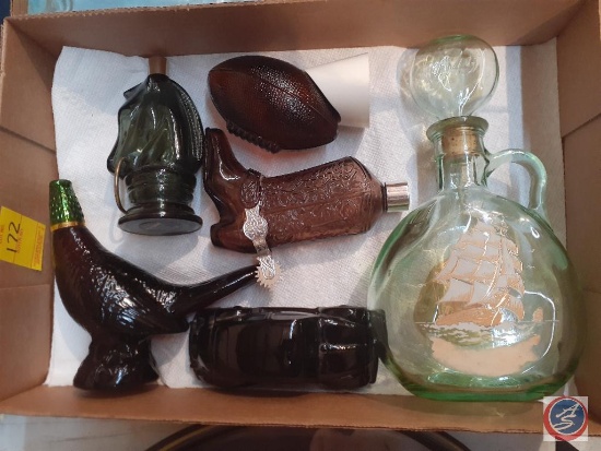 Olde Fitzgerald Flagship Decanter and Assorted Vintage Avon Cologne Bottles