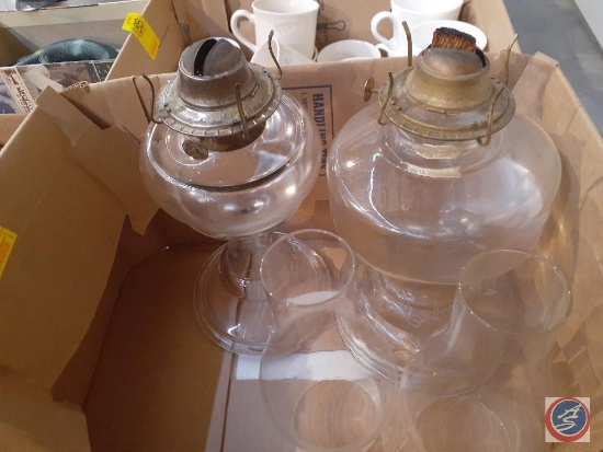(2) Eagle Kerosene Lamps Clear Glass