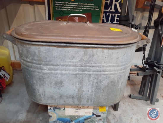 Vintage Metal Boiler with Handles and Lid