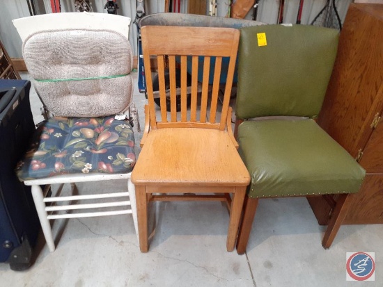 Wooden Slatback Chair, Padded and Upholstered Chair with Nailhead Accents and Wooden Spindle Back