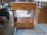 Wood Side Table with Two Drawers