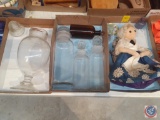 Doll Made in Germany, Three Decanters with Stopper, Clear Glass Footed Urn with Stopper and More
