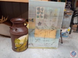Plank Art Wall Hanging with Psalms 103:8 and 17 and Vintage Cream Can Painted