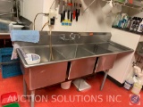 Three compartment sink 78 inches long may not leave water on the floor when you take it out