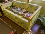 {{2X$BID}} (2) Yellow Wicker Cushioned Couches {{CONTENTS SOLD SEPARATELY!}}