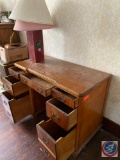 Handmade Vintage... Wooden Desk w/ 7 Drawers, Includes Globe (BROKEN), Books, RC Car, Casio Keyboard