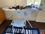 Medical Shower Chair, Ironing Board, Iron, Shoe Rack, Candles w/ Candle Wall Sconces...