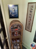 Small Wicker Display Stand, Including Contents, Framed Print, Embroidered Wall Hanging, More...