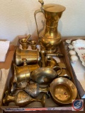 Algerian Crucibles Vintage Brass Spittoon, Assorted VIntage Brass Pieces...