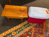 Small Cooler, Wooden Foot Stool...