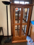 Lighted Curio Cabinet with Mirror Back and Glass Shelves...