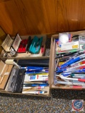 Assortment of Pens and Markers, Pens in Cases, More