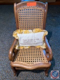 Vintage Child Size Rocking Chair w/ Hand Embroidered Pillow...