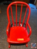 Vintage Hand Crafted Child's Red Rocking Chair...