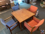 Dining Table w/ (4) Upholstered Arm Chairs...