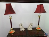 (2) Lamps, (2) Vintage Ceramic Dogs...