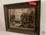 Framed Oil Painting, Illegible...