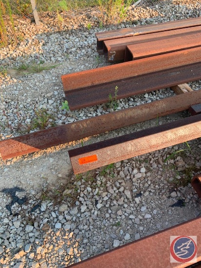 6 inch I Beam random lengths over 8 ft (11), 8x8x5/8 A500 Box Beam random lengths (4), 6x6x3/8 10 ft