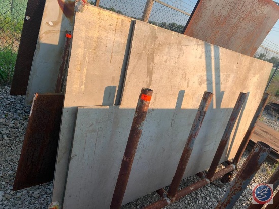 Rack on casters holding plate steel 5 x 6 x 1 inch, 2ft 7 inch by 10 ft by 3/4 steel sheet, 304