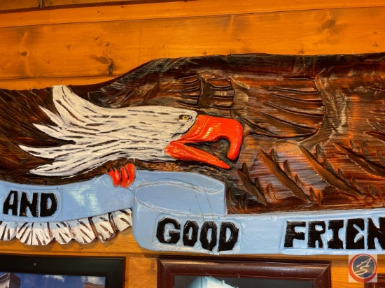 Great Food and Good Friends Wood Carved Sign Measuring 94 1/2'' X 20''