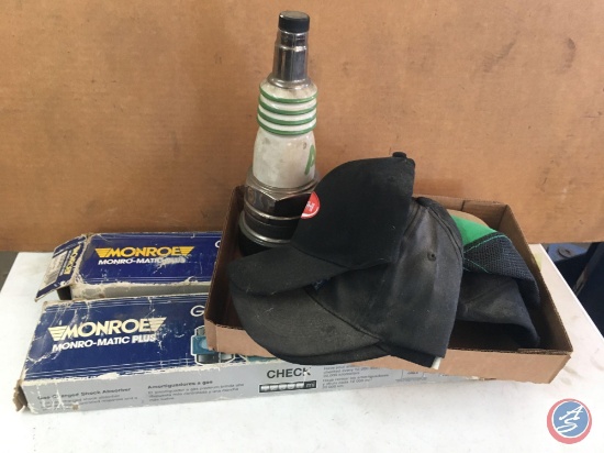 Ballcaps, ACDelco...Spark Plug Display, and Monroe Shock Absorbers 33082