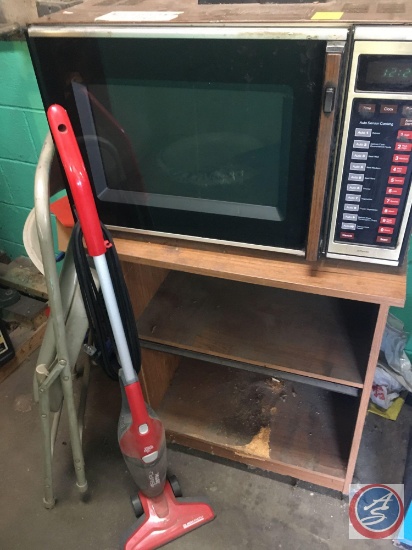 JCPenny Microwave, 2 Tier Microwave Table, Folding Chair, Dirt Devil Vacuum