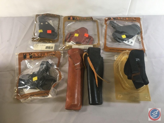 (1) Tague Open Top Belt Holster, (1) Tague...Mini Thumb Break Belt Holster, (1) Taque Paddle Holster