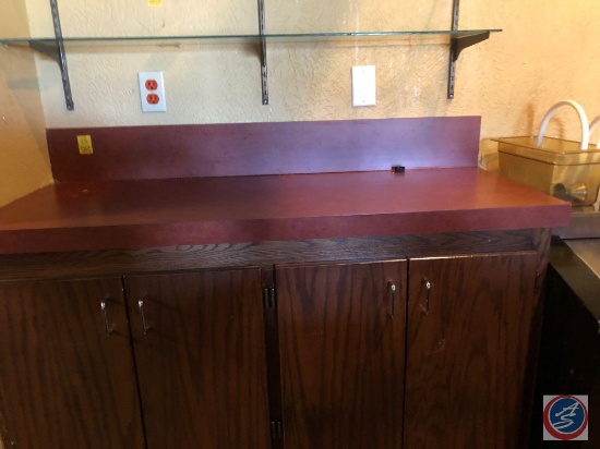 (2) Sections of Back Bar with Two Cabinets, Section One Measuring 51'' X 19 1/2'' X 48 1/2'' and