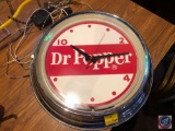 Vintage Dr. Pepper Wall Clock with Neon Light on Face Item # CU1625N {{NO SHIPPING AVAILABLE FOR