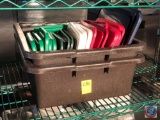 (2) Dish Tubs and Assorted Cambro Lids Including Green SFC2, Dark Green Sysco Lids 2-4 Qt,