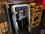 Waiter Tray Stands, (2) Wooden High Chairs, (5) Booster Seats and Please Wait To Be Seated Sign