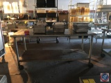 Two Tier Stainless Steel Prep Table on Casters Measuring 72'' X 30'' X 34'' {{CONTENTS SOLD