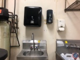 Stainless Steel Handwashing Sink Measuring 18 1/2'' X 14 1/2'', Tork Paper Towel Dispenser and Soap