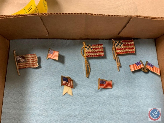 Seven assorted flag pins