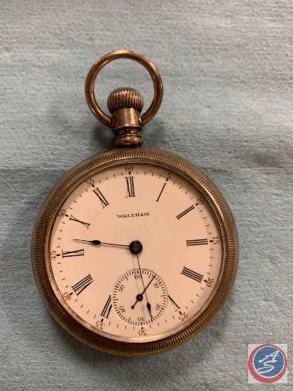 Waltham pocket watch with a secondhand horse and rider on the back