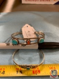 Child?s turquoise bracelet states Sterling Corol and turquoise bracelet states 925 and Sterling