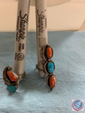 (2) Coral and turquoise rings