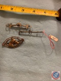 Sterling bit pin, horse crop pin, a horseshoe Sterling and a horse pin
