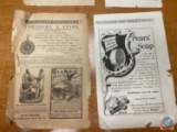 1912 International harvester Almanac & Encyclopiedia, IHC postcard, Aultman & Co fan, Plano Manuf &