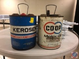 Turco 5 Gallon Portable Kerosene Can and Coop Motor Oil 5 Gallon Can