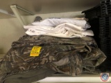 T-Shirts Size XL, (4) Pairs of Men's Camouflage Pants Size 46-48 X 36 and Pair of Men's Jeans Size