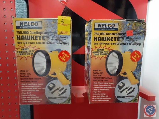 (2) Nelco 750,000 Candlepower Hawkeye Dual Power Spotlights