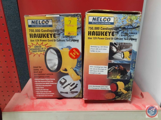 (2) Nelco 750,000 Candlepower Hawkeye Dual Power Spotlights