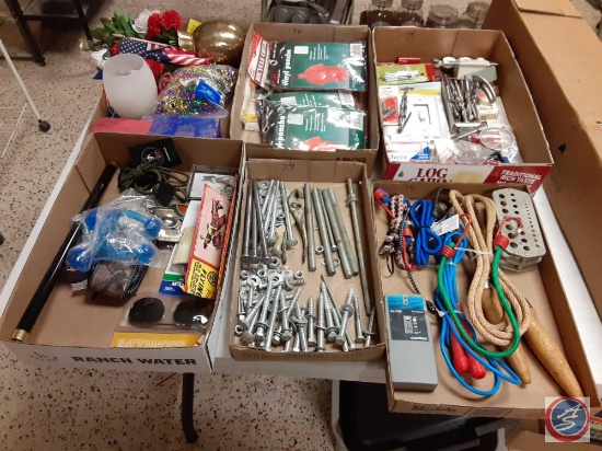 Bolts, Nuts, Washers, Vinyl Ponchos, Small Straps, Jump Rope, Drill Bits, Electrical Strapping Nails