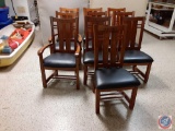 {{10X$BID}} (8) Wood Chairs Bold Square Styling Mortise and Tenon Appearance w/Upholstered Padded