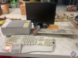 LG Monitor (scuff marks), (2) Keyboards and Alltec Lansing Subwoofer,