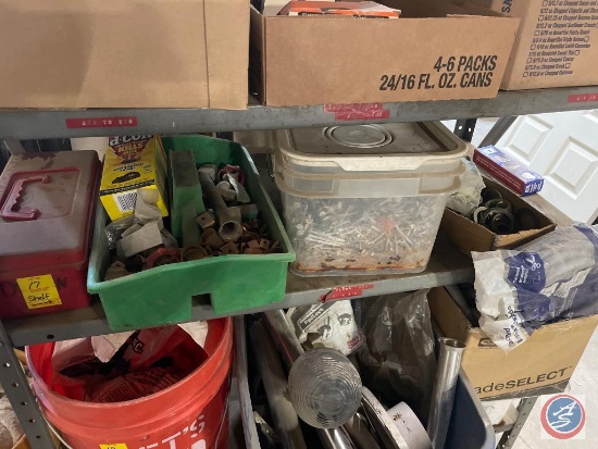 Assorted Hardware and Small Red Tool Box